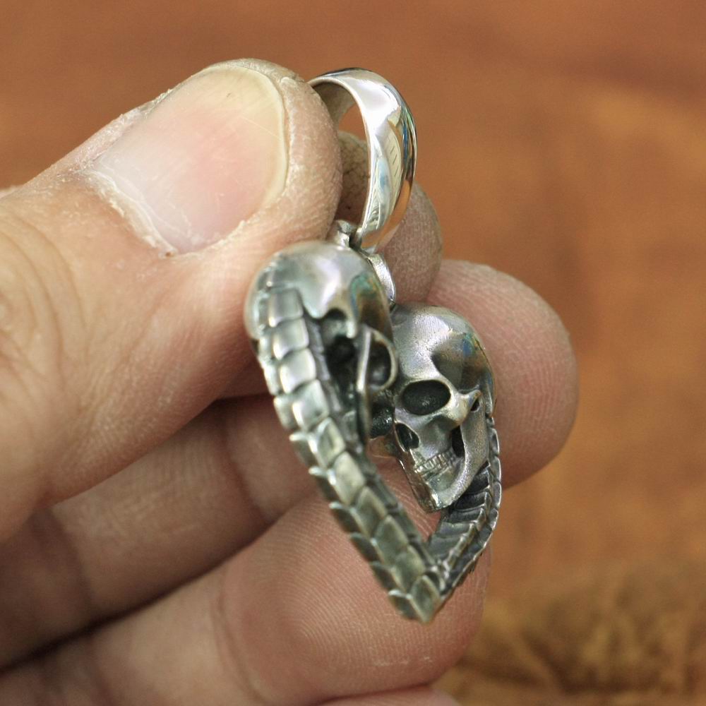 Handmade 925 Silver Couple Love Heart Necklace Pendant. Badass skull pendant for men. Badass gifts for badass. Badass birthday gifts. Badass Christmas gifts for badasses. Badass biker skull pendant necklace. Badass sbiker skull jewelry. Badass skull jewelry. Badass skull accessories.