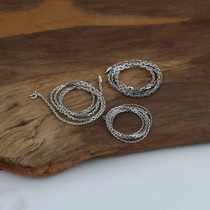 925 Silver Cross Bamboo Chain Necklace