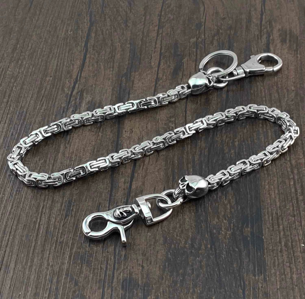 High Quality Stainless Steel Skull Head Biker Wallet Chain