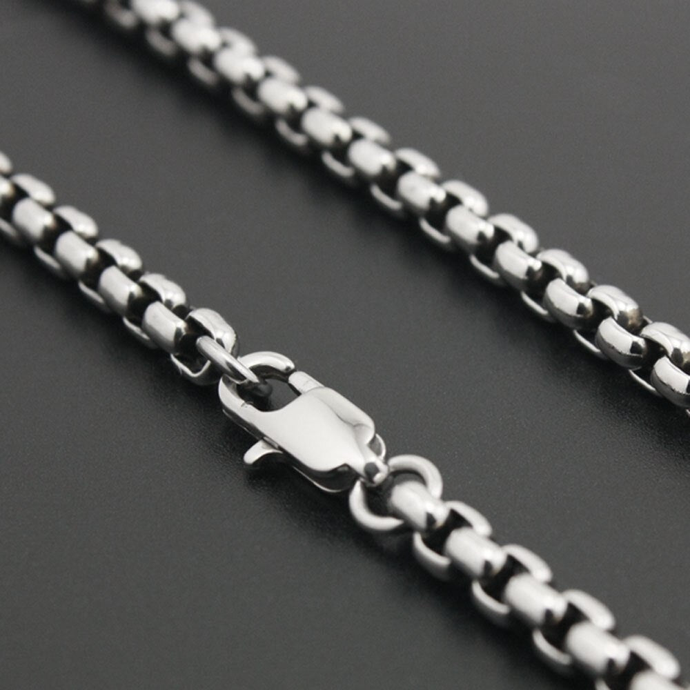 Stainless Steel Chain Men Biker Box Necklace