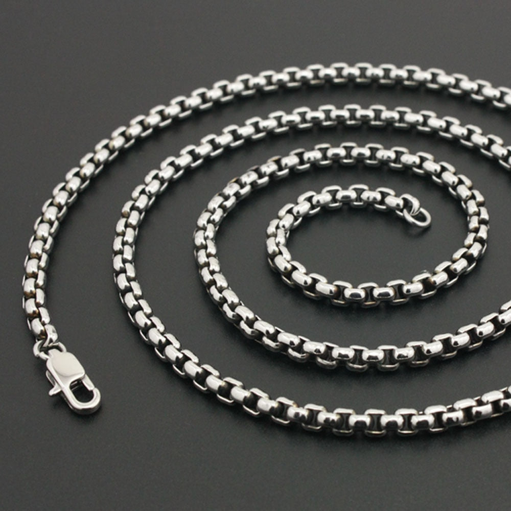 Stainless Steel Chain Men Biker Box Necklace