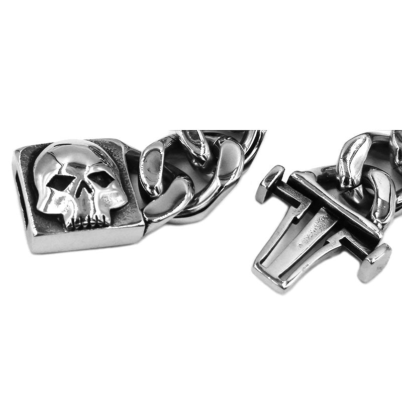 Solid Titanium Vintage Engine Skull Eagle Bracelet