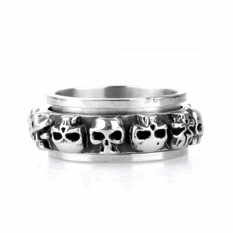 Titanium Steel Evil Faces Skull Ring