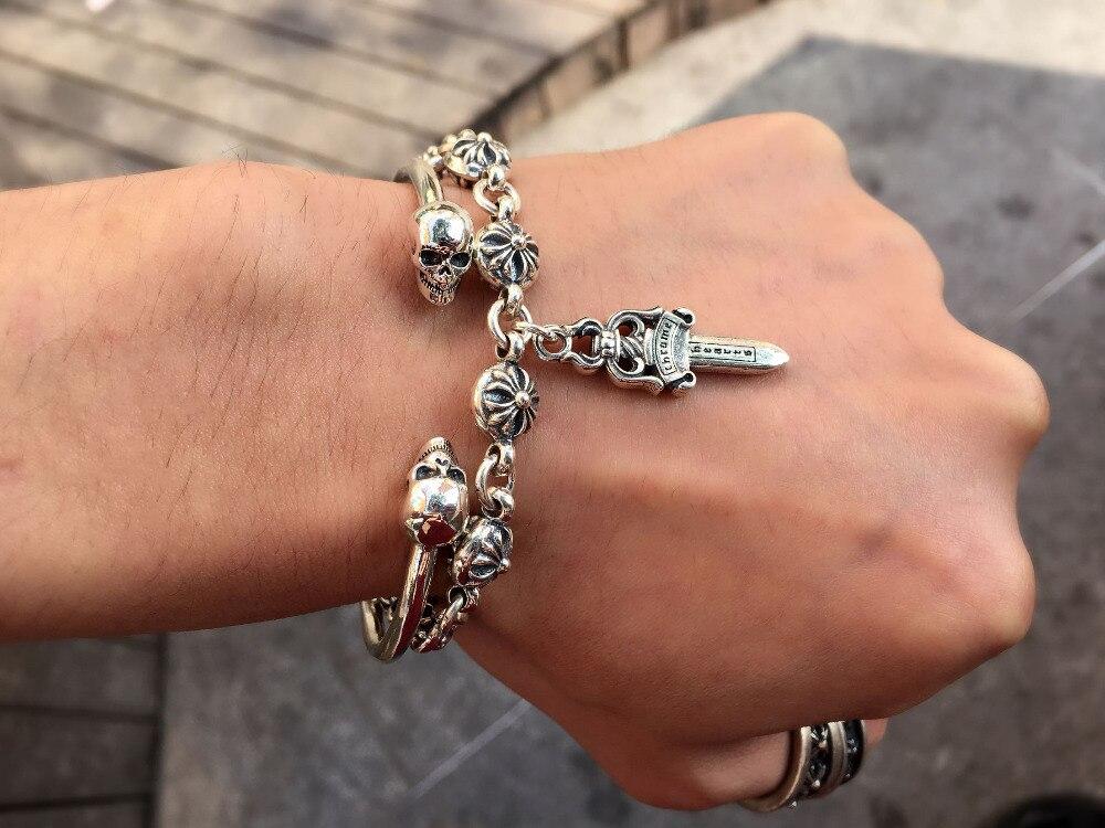 27.5g Solid 925 Sterling Silver Skull Cuff Bangle Bracelet