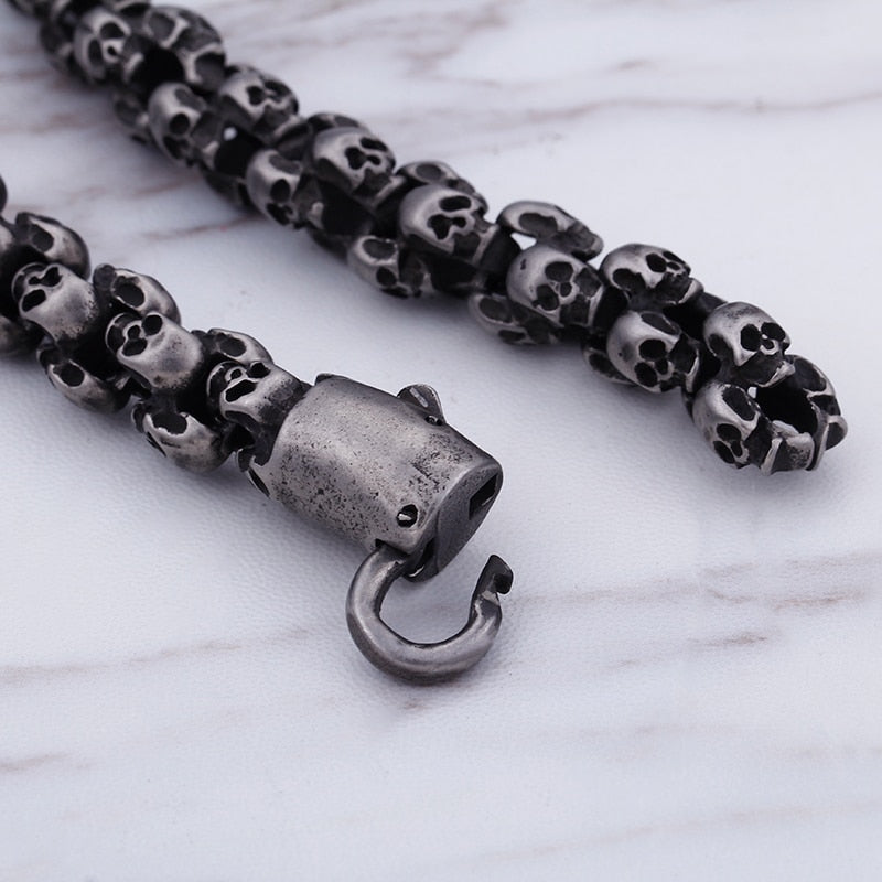 55~70cm Long Stainless Steel Skull Necklace For Men