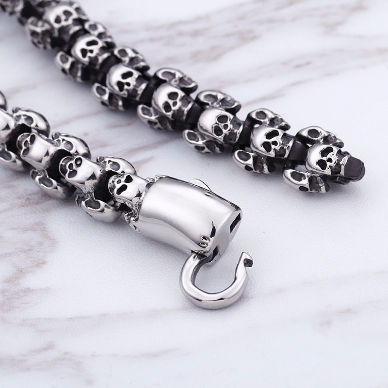 55~70cm Long Stainless Steel Skull Necklace For Men