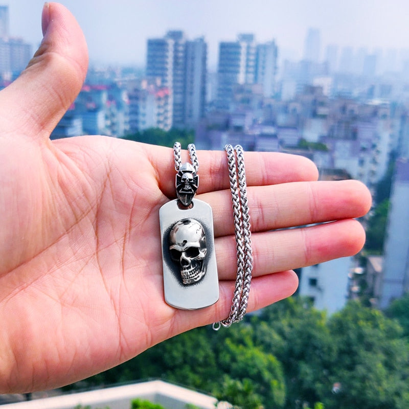 316L Stainless Steel Skull Dog Tag