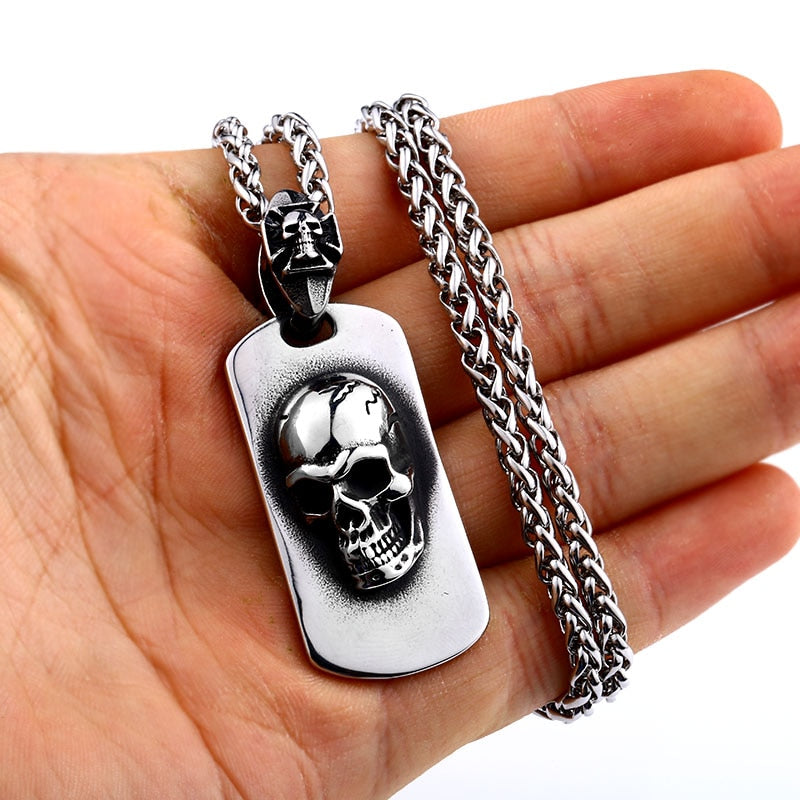 316L Stainless Steel Skull Dog Tag