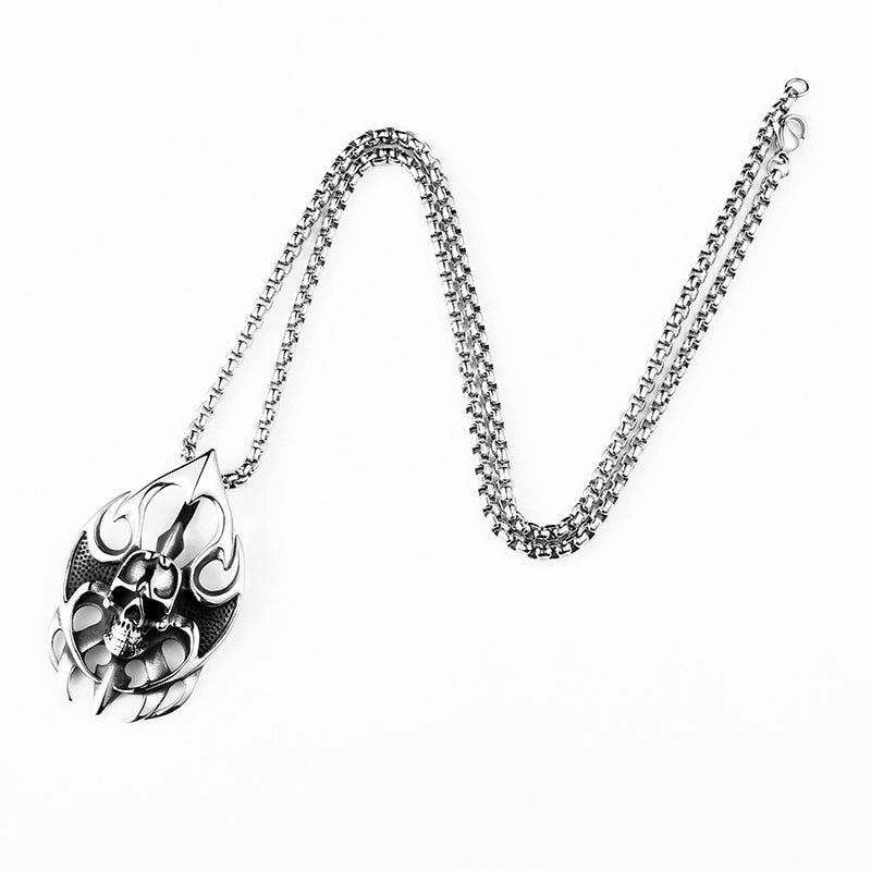 Fire Biker Skull Pendant