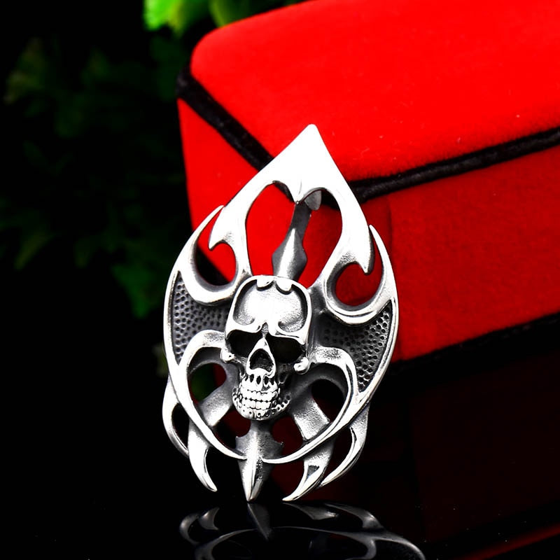 Fire Biker Skull Pendant