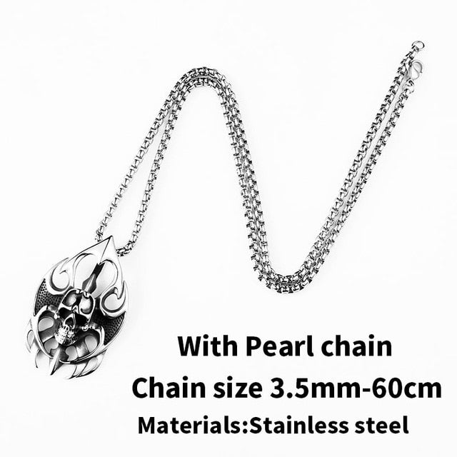 Fire Biker Skull Pendant