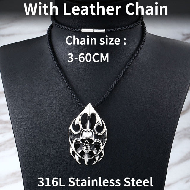 Fire Biker Skull Pendant