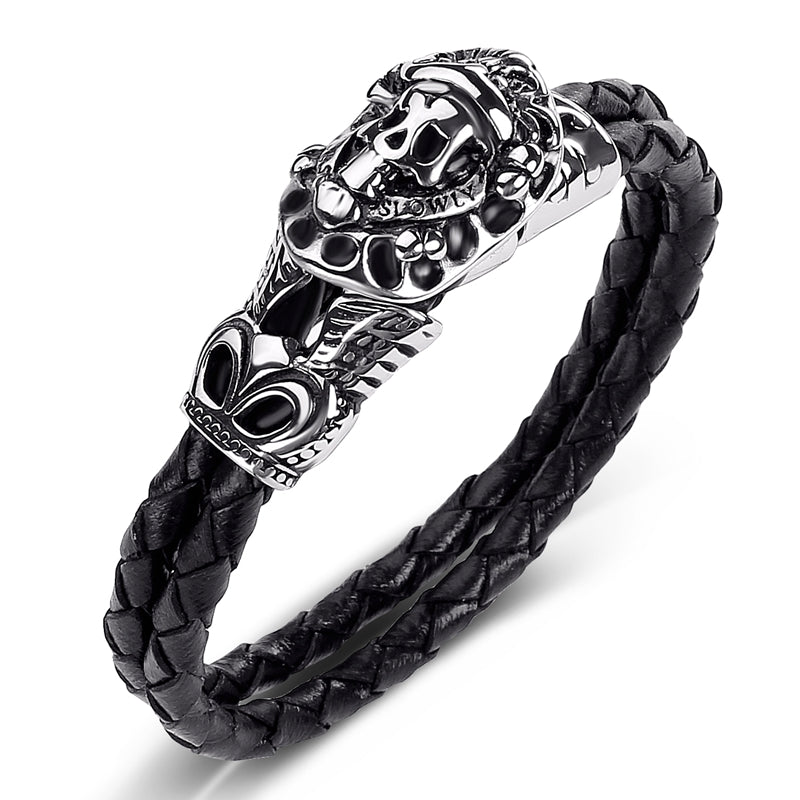 Retro Punk Stainless Steel Skull Bracelet. Badass Biker Skull bracelet. Badass biker bracelet. Badass Skull Accessories. Badass skull jewelry.