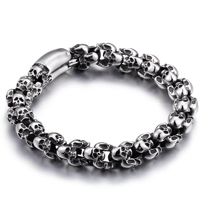High Quality Stainless Steel Punk Rock Skull Bracelet