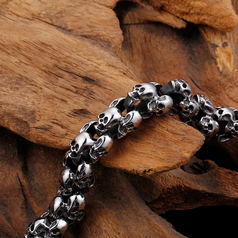 High Quality Stainless Steel Punk Rock Skull Bracelet