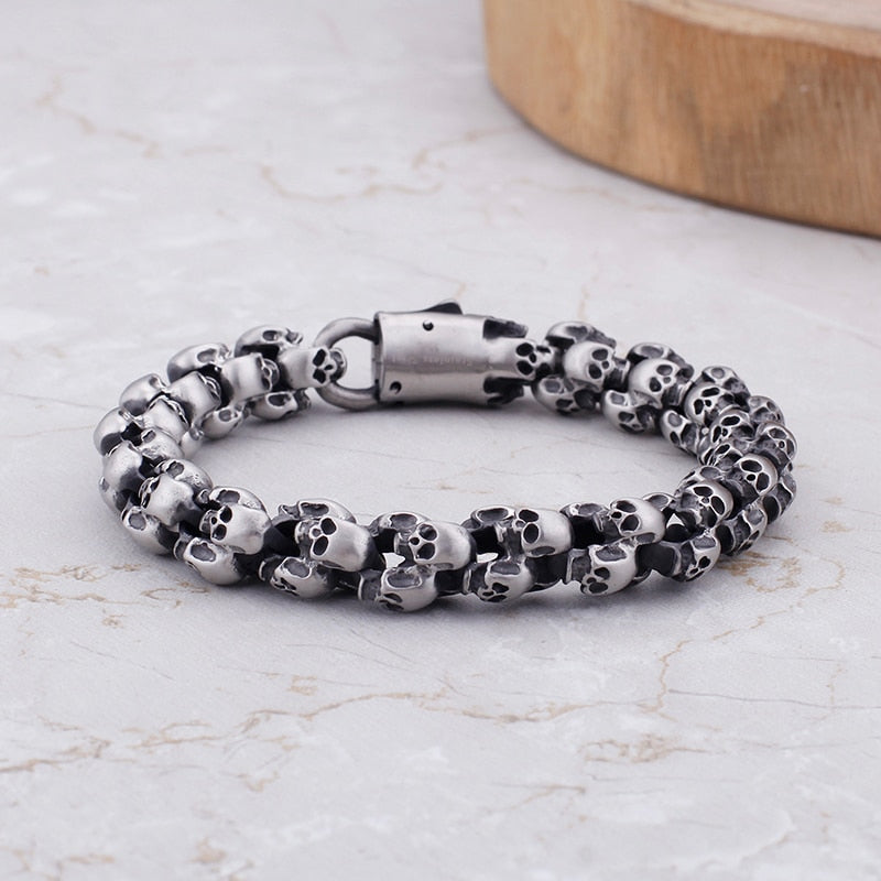 High Quality Stainless Steel Punk Rock Skull Bracelet