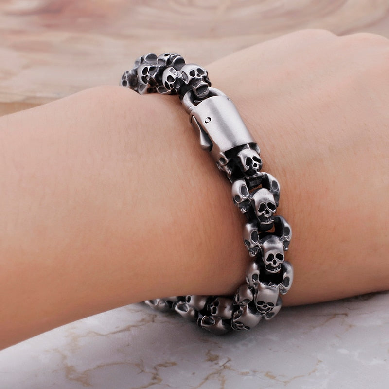 High Quality Stainless Steel Punk Rock Skull Bracelet
