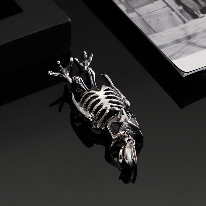 Titanium Steel Owl Skeleton Pendant