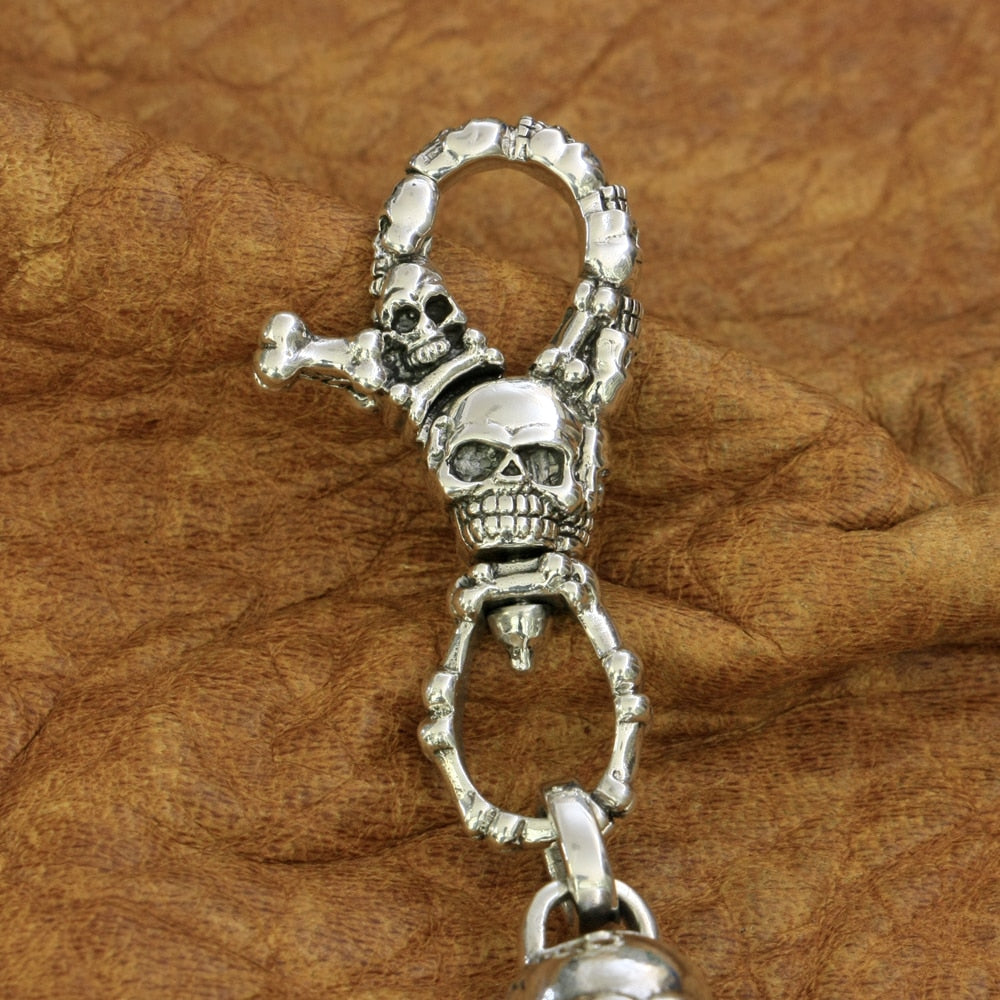 925 Sterling Silver Handcrafted Biker Skull Key Rings