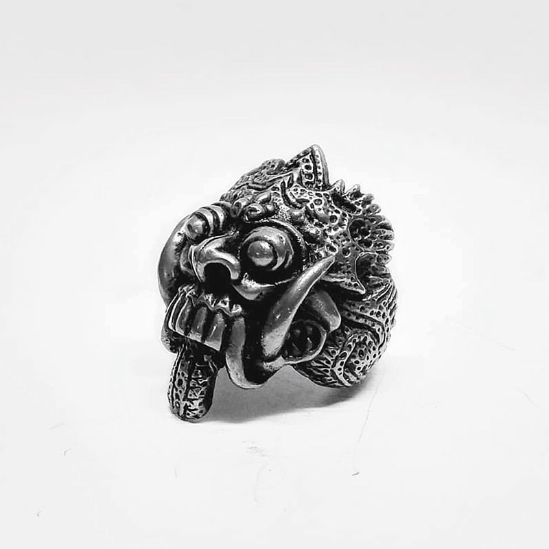 Stainless Steel Barong Bali Rock Skull Rings
