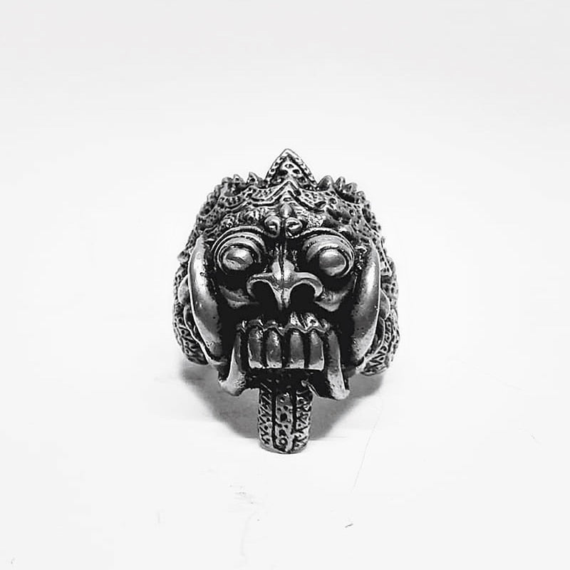 Stainless Steel Barong Bali Rock Skull Rings