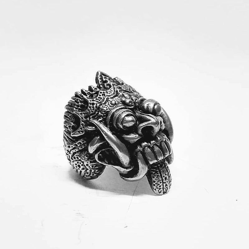 Stainless Steel Barong Bali Rock Skull Rings