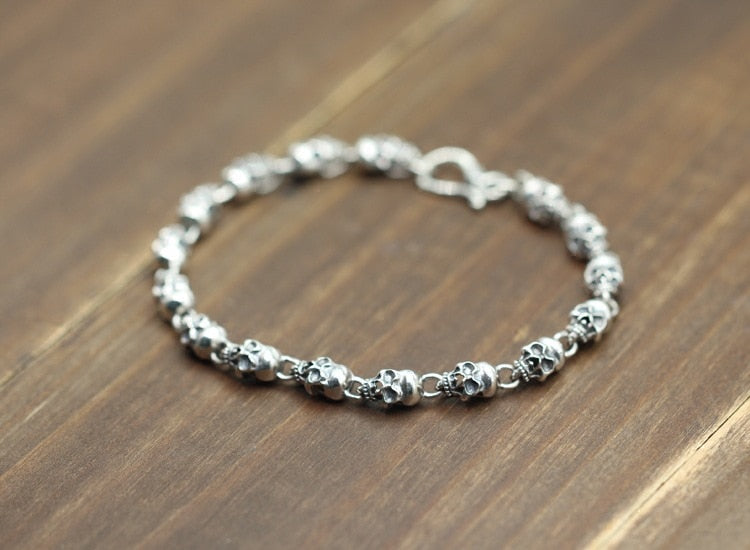 Handcrafted 925 Sterling Silver Decent Skull Bracelet