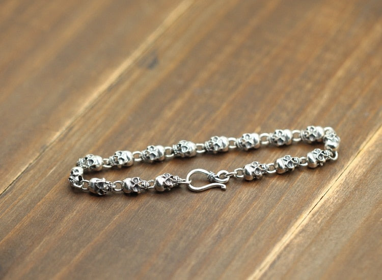 Handcrafted 925 Sterling Silver Decent Skull Bracelet