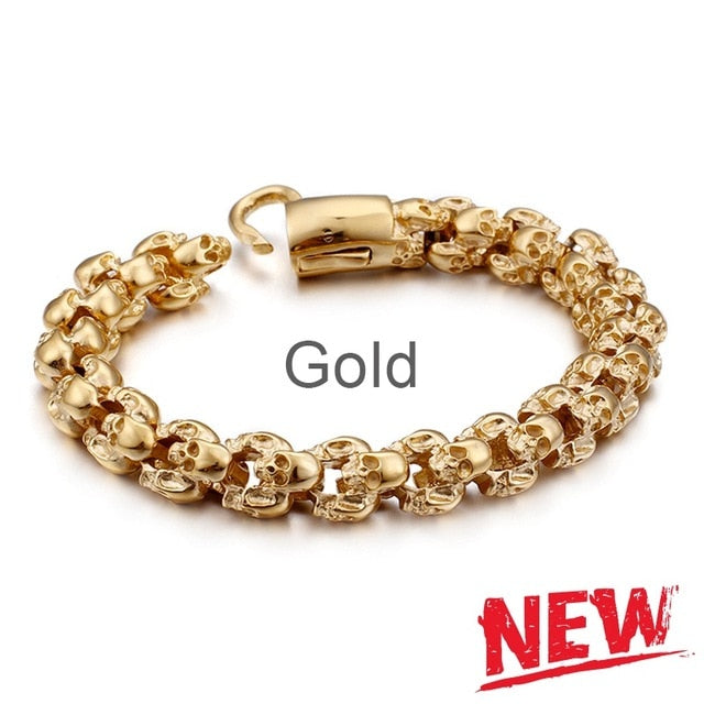 High Quality Stainless Steel Punk Rock Skull Bracelet