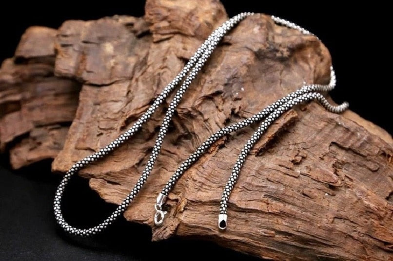Real Silver 3mm Corn Chain Necklace