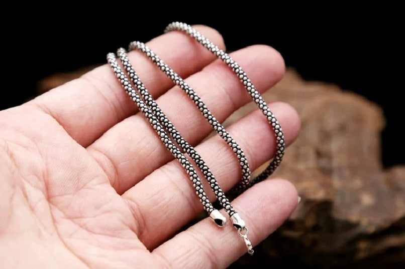 Real Silver 3mm Corn Chain Necklace