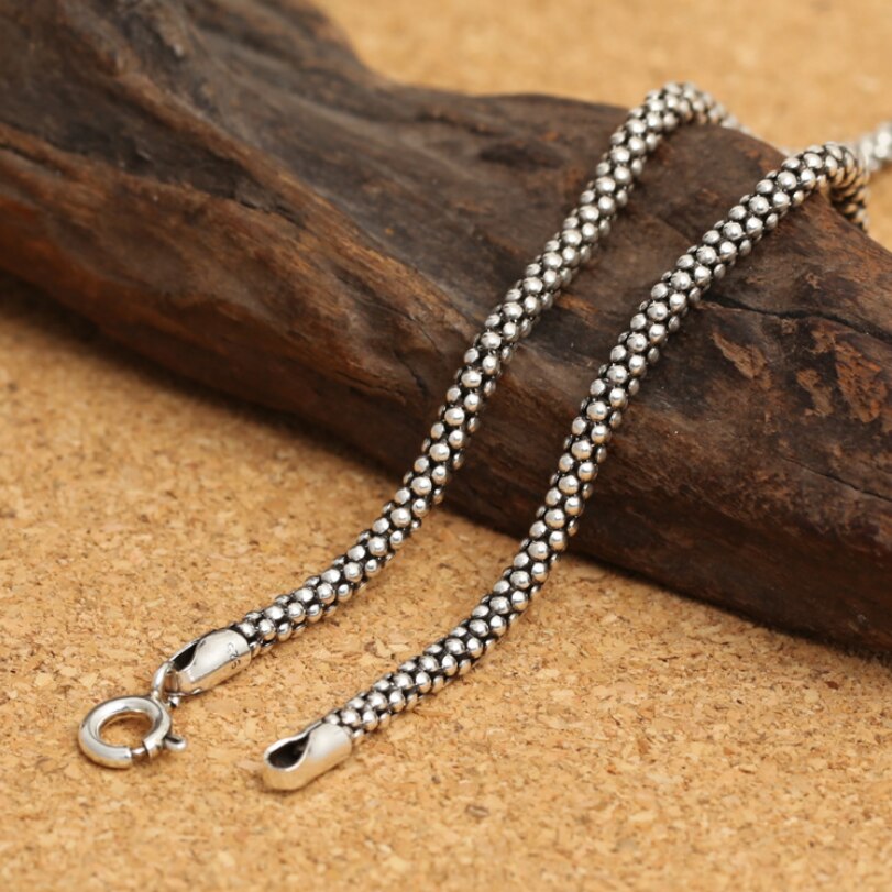 Real Silver 3mm Corn Chain Necklace