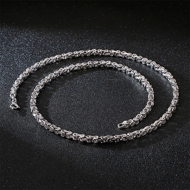 Men Stainless Steel Byzantine Box Chain
