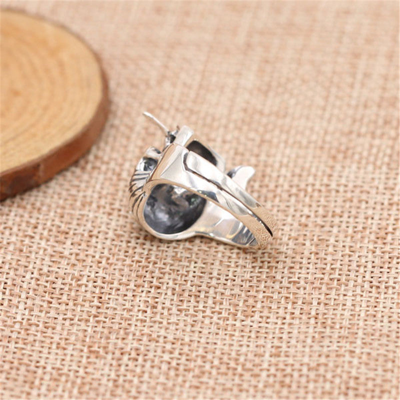 Resizable 925 Sterling Silver Vintage Pirate Skull RIng