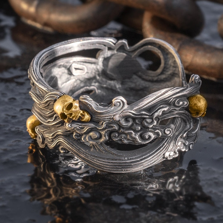 Biker Heavy 999 Sterling Silver Men Cuff Bracelet