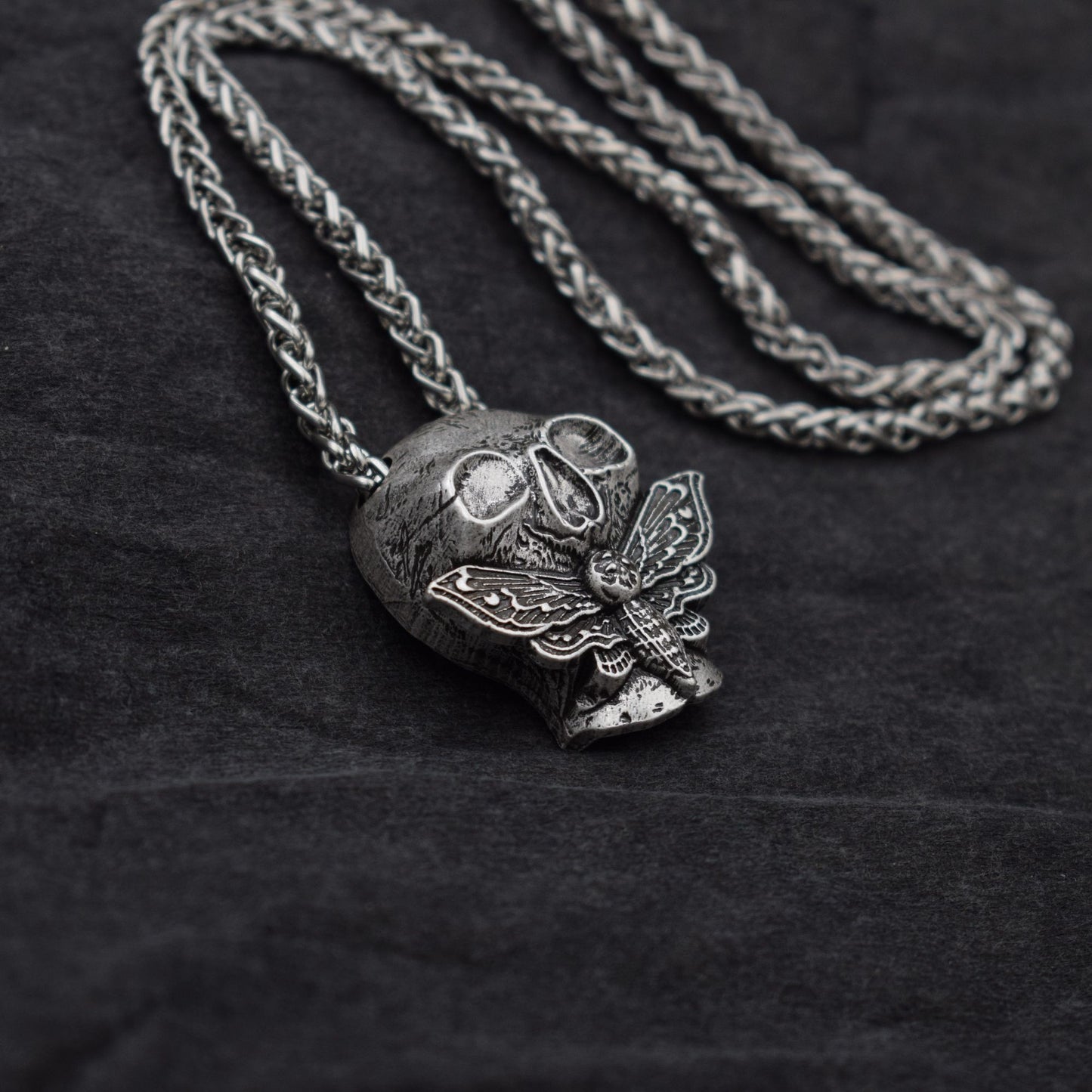 Dead Moth Skull Pendant Necklace