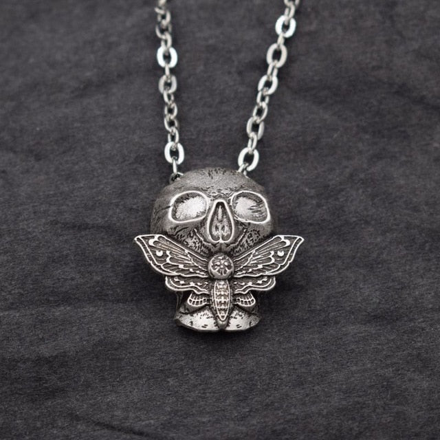 Dead Moth Skull Pendant Necklace