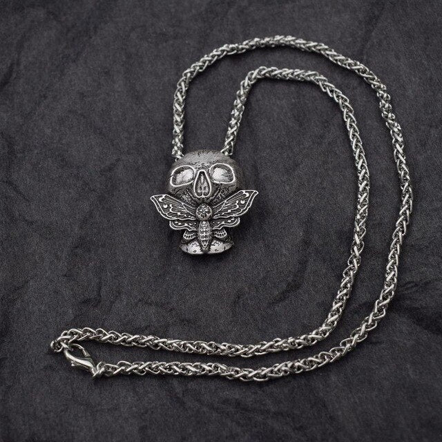 Dead Moth Skull Pendant Necklace
