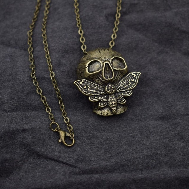 Dead Moth Skull Pendant Necklace