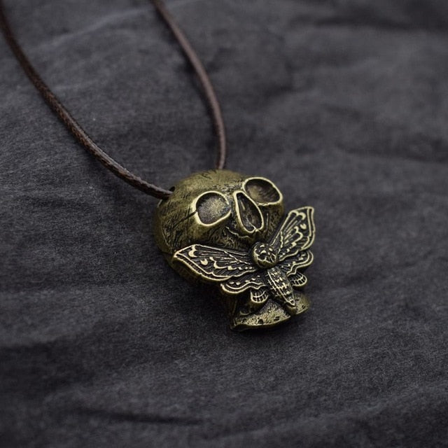 Dead Moth Skull Pendant Necklace