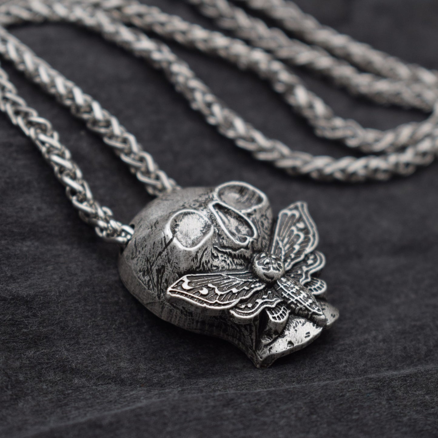 Dead Moth Skull Pendant Necklace