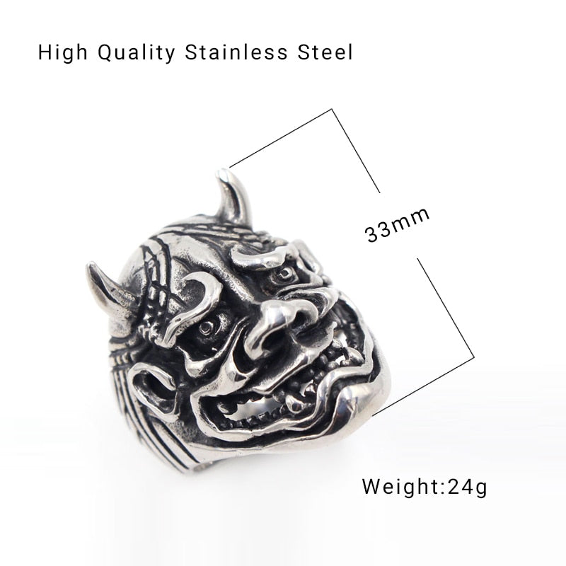 Biker Angry Dead Devil Skull Ring