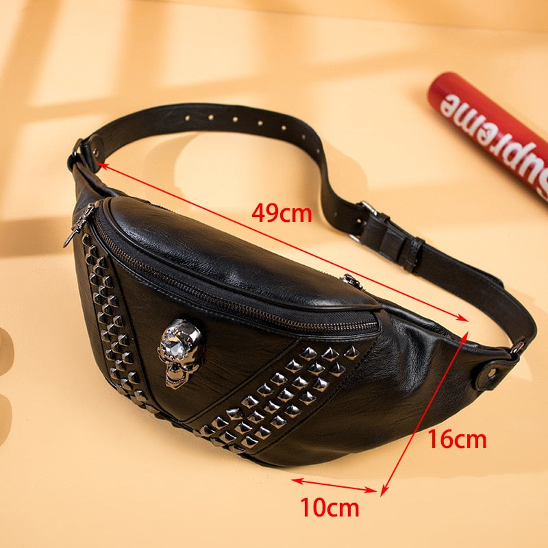 Punk Rivet Skull Waist Bag