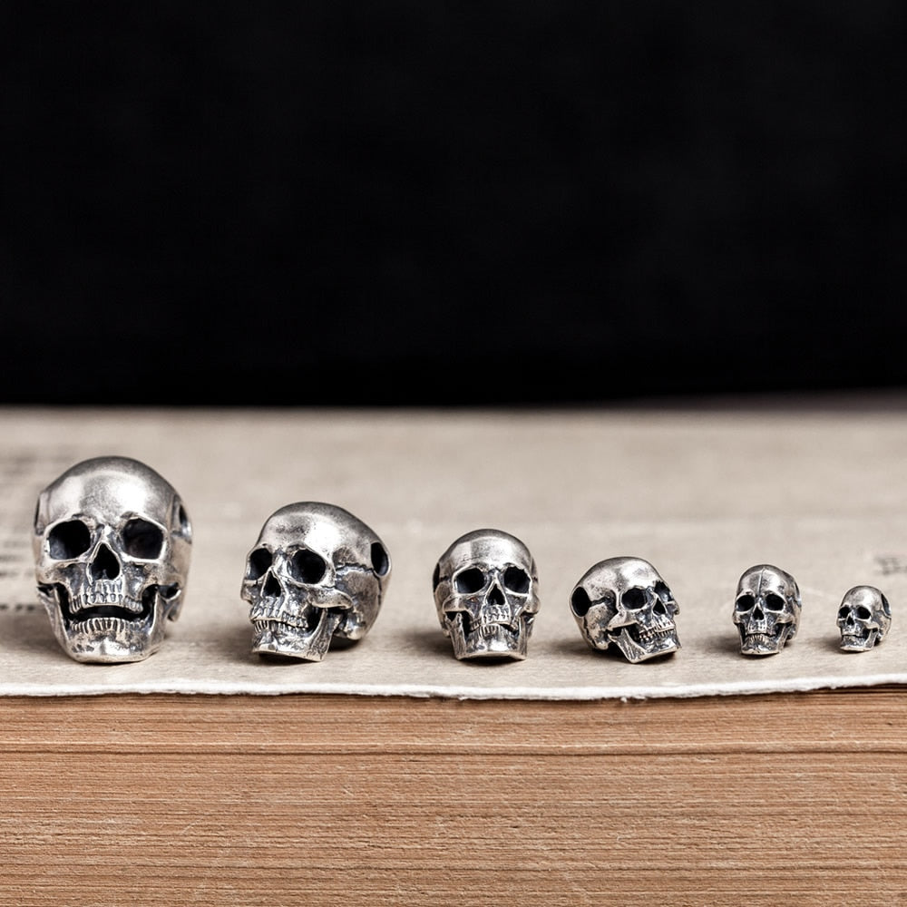 Big to Small 925 Sterling Silver Skull Pendants. Badass skull pendants. Badass skull jewlwelry. Badass biker jewelry. Badass skull accessories.