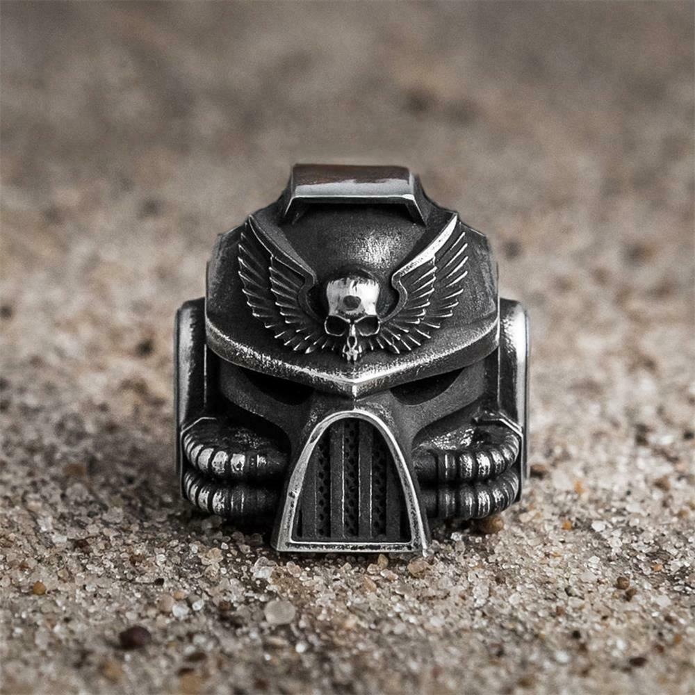 Vintage Heavy Dark Knight Skull Rings