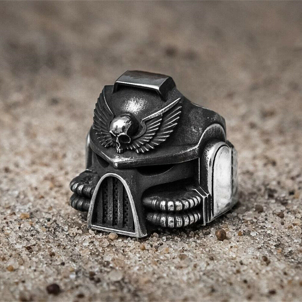 Vintage Heavy Dark Knight Skull Rings