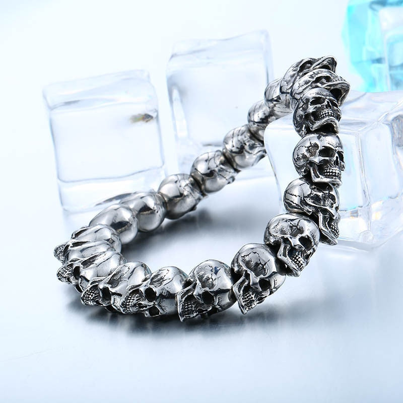 Iron and Steel Warrior Biker Skull Bracelet