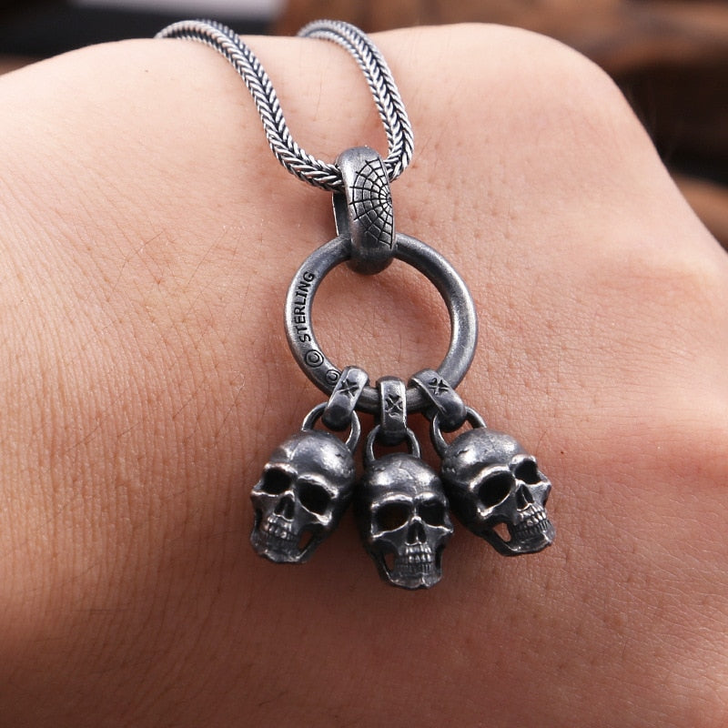 925 Sterling Silver Black Skull Pendant