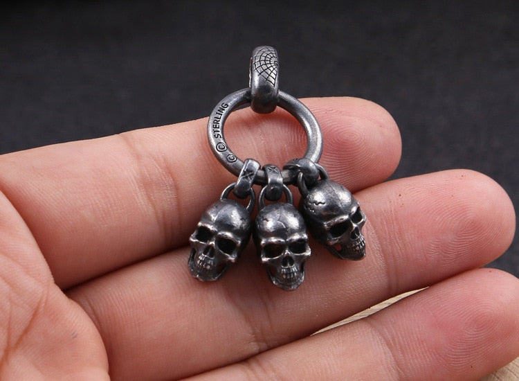 925 Sterling Silver Black Skull Pendant