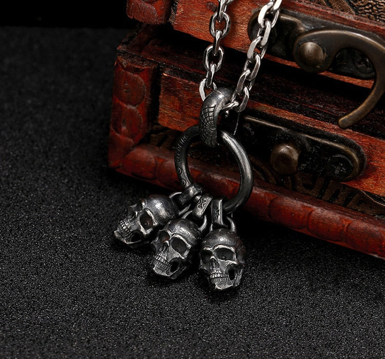 925 Sterling Silver Black Skull Pendant